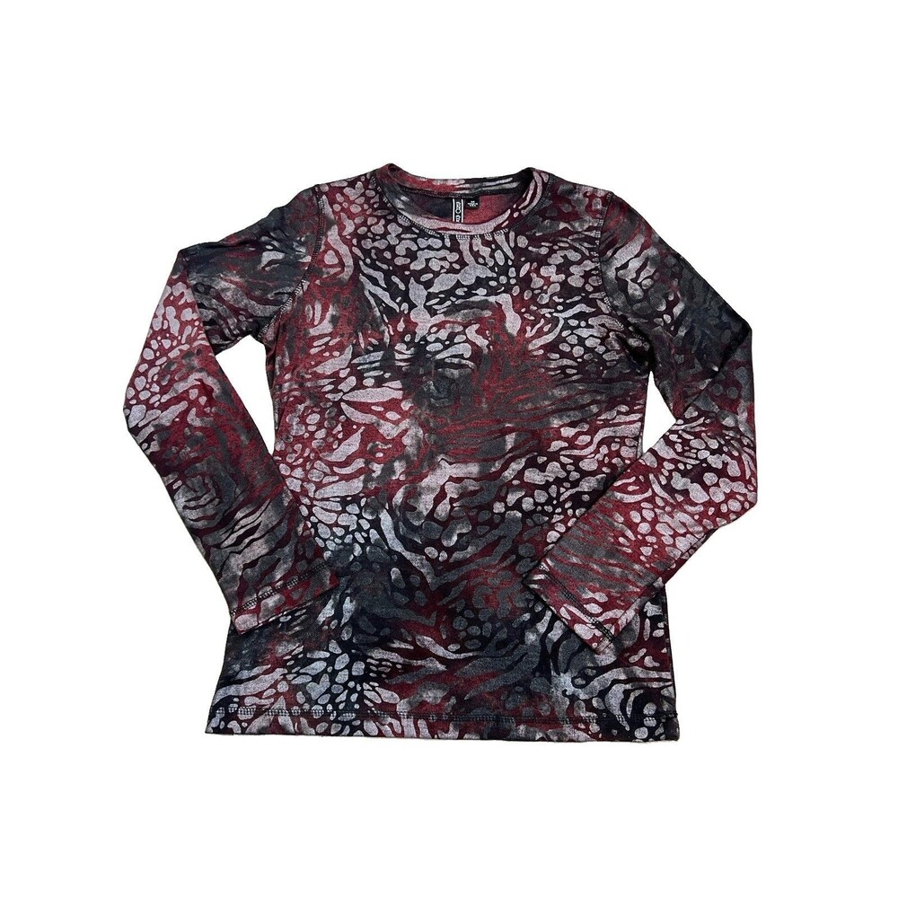 Sno Skins Womens M Animal Print Artistry Long Sleeve Pullover Crewneck Top EUC
